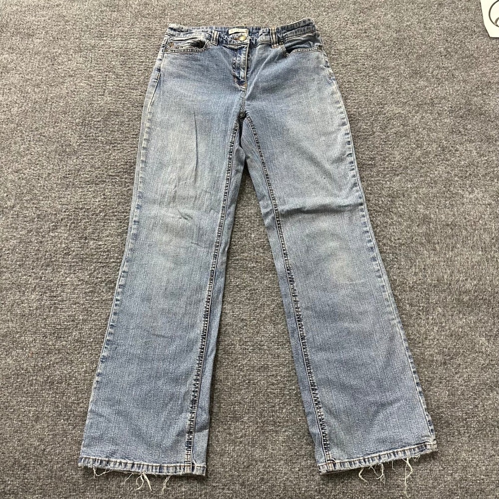 Emma James Jeans Womens Size 6 Blue Bootcut Stretch Floral Embroidered Frayed